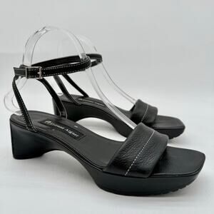 Etienne Aigner Black Leather Block Heel Ankle Strap Maryjane Y2K Sandal 7.5